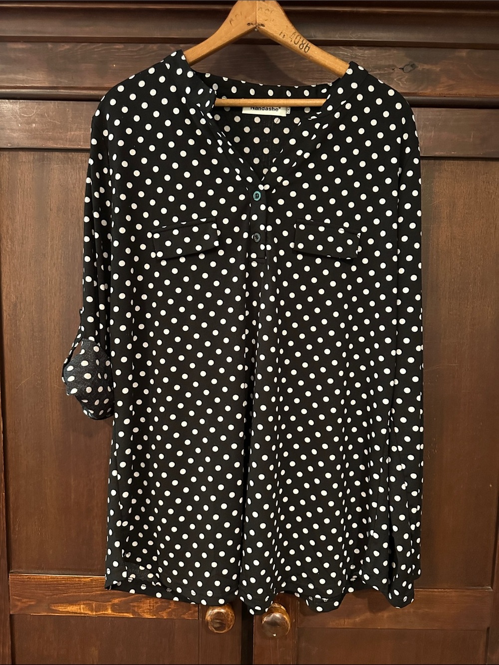 Nandashe • flowy 3/4 button blouse • tunic • top • shirt • button sleeves
